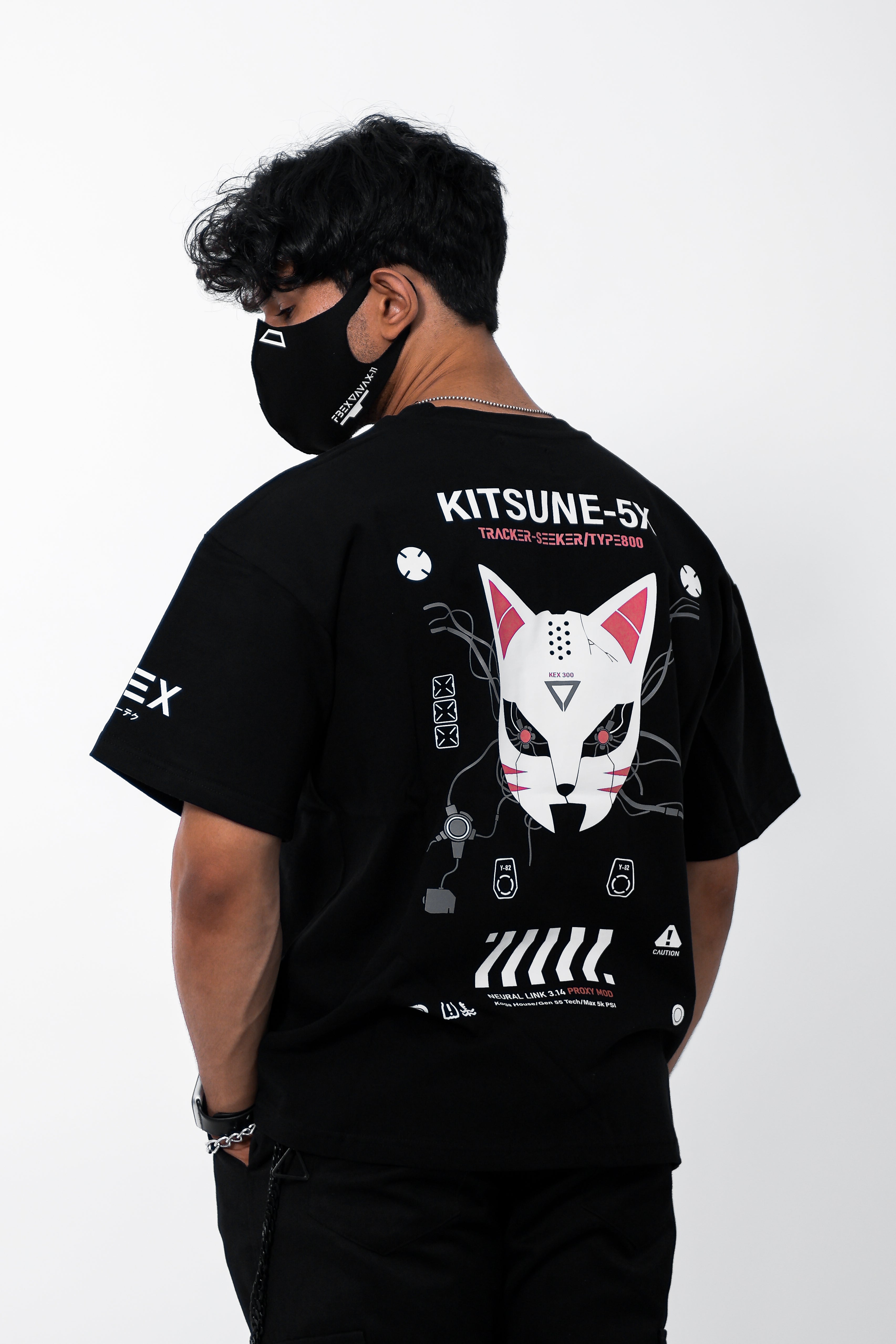 Kitsune-5X Black T-Shirt